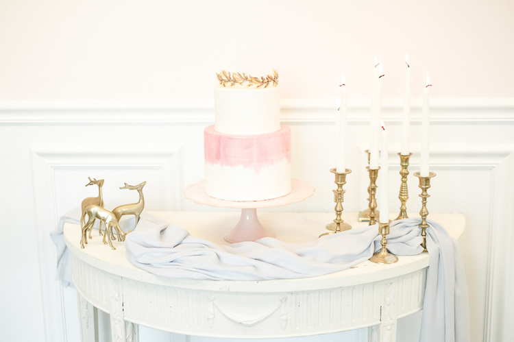 Pink Ombre Watercolour Cake Gold Topper Light Soft Romantic Wedding Ideas http://www.vanessavelez.photo/