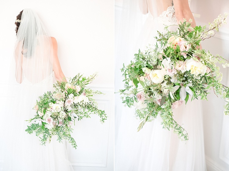 Bouquet Flowers Bride Bridal Rose Dahlia Pink Greenery Foliage Wild Large Light Soft Romantic Wedding Ideas http://www.vanessavelez.photo/