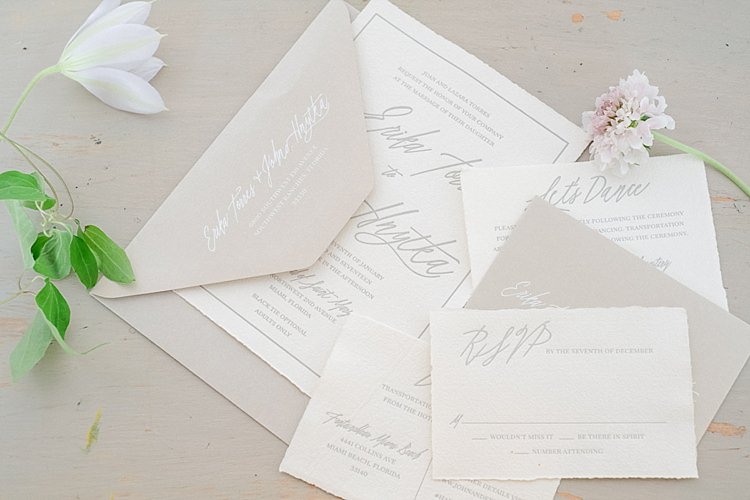 Stationery Invites Invitations Grey Neutral Calligraphy Light Soft Romantic Wedding Ideas http://www.vanessavelez.photo/