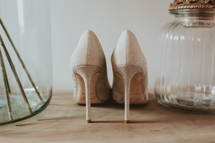 Glitter Jimmy Choo Heels Shoes Bride Bridal Rustic Greenery White Apple Orchard Wedding http://bigbouquet.co.uk/