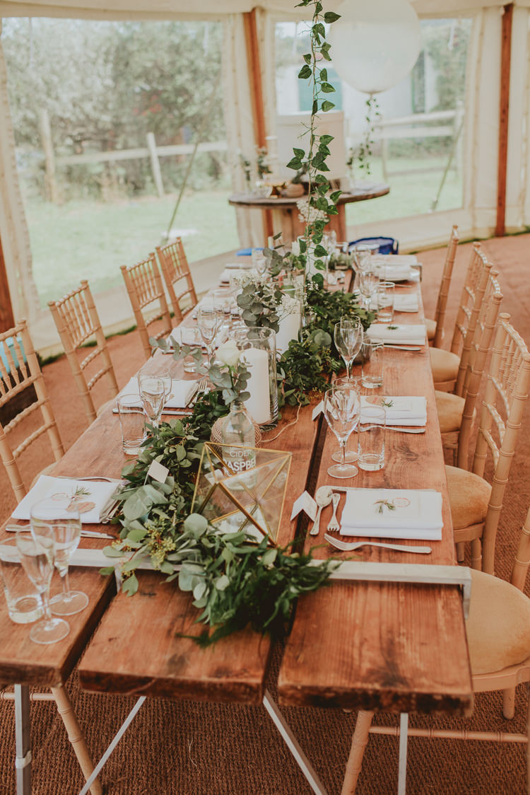 Wooden Tables Decor Decoration Rustic Greenery White Apple Orchard Wedding http://bigbouquet.co.uk/