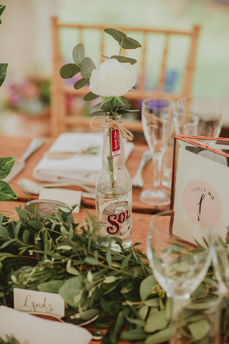 Bottle Flowers Decor Foliage Rustic Greenery White Apple Orchard Wedding http://bigbouquet.co.uk/