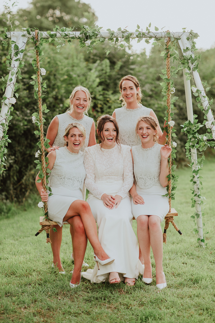 Mint Lace Short Bridesmaid Dresses Rustic Greenery White Apple Orchard Wedding http://bigbouquet.co.uk/