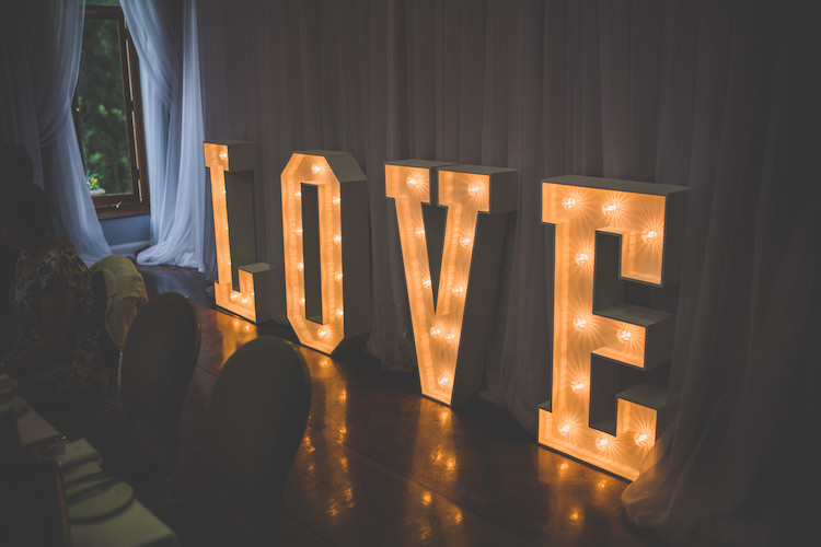 LOVE Light Up Letters Circus Black Tie Glamour Country Estate Wedding https://www.chrisblackledgephotography.co.uk/