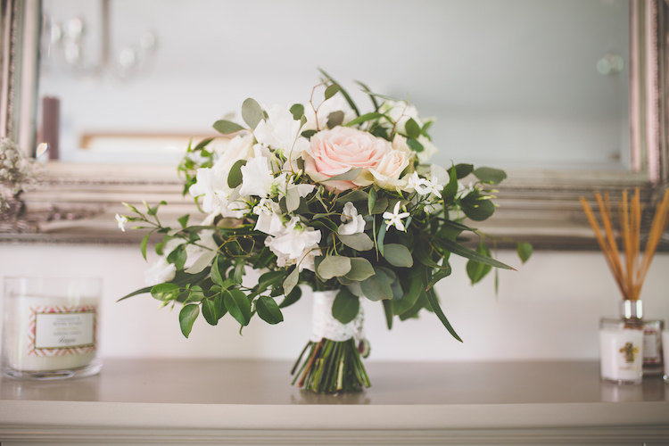 Bride Bridal Bouquet Rose Peony White Blush Pink Foliage Greenery Black Tie Glamour Country Estate Wedding https://www.chrisblackledgephotography.co.uk/