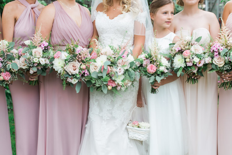 Bouquets Flowers Bride Bridal Bridesmaids Pink Rose Peony Astilbe Simple Natural Honest Marquee Wedding https://www.gemmagiorgio.com/