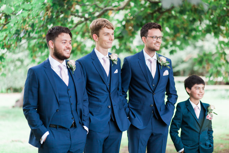 Groom Groomsmen Suit Navy Pink Ties Simple Natural Honest Marquee Wedding https://www.gemmagiorgio.com/