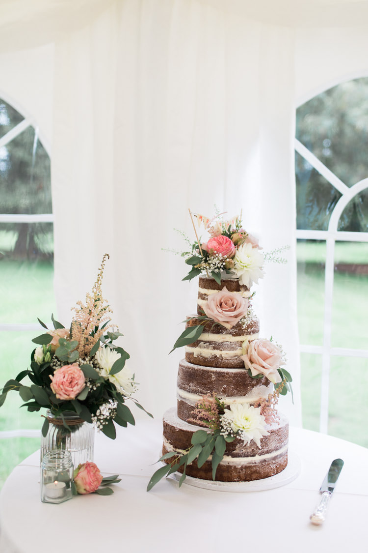 Naked Cake Layer Buttercream Sponge Flowers Simple Natural Honest Marquee Wedding https://www.gemmagiorgio.com/