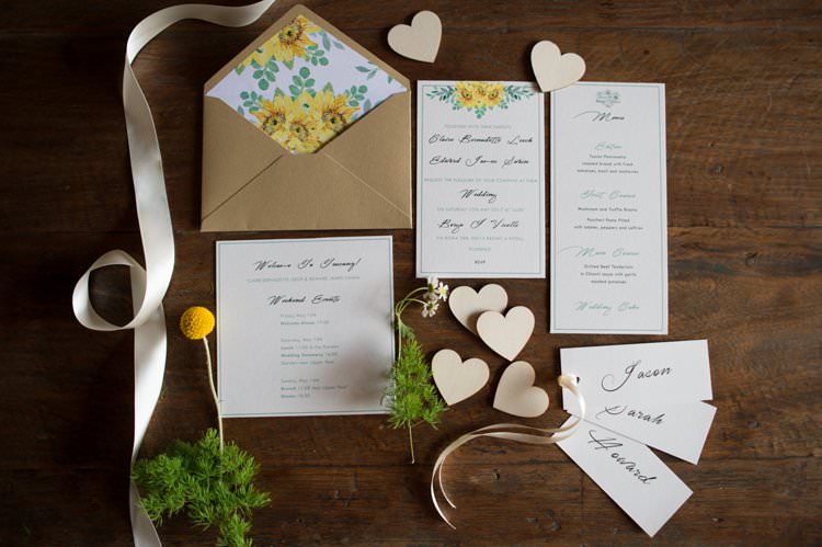 Stationery Sunflower Invites Save the Date Yellow Navy Outdoor Tuscany Wedding http://www.natalymontanari.com/