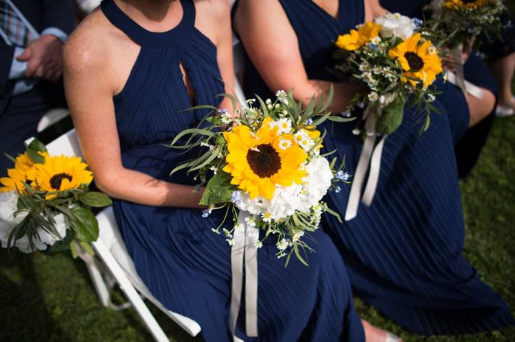 Bridesmaids Halter Neck Dress Sunflowers Daisies Yellow Navy Outdoor Tuscany Wedding http://www.natalymontanari.com/
