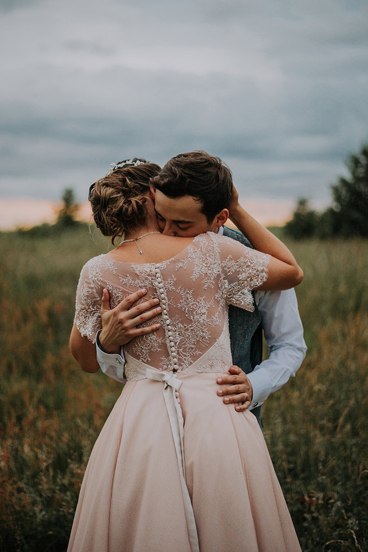 Blush Pink Lace Back Button Bow Dress Gown Bride Bridal Vintage Retro Inspired Pastel Wedding https://www.georgiarachael.com/