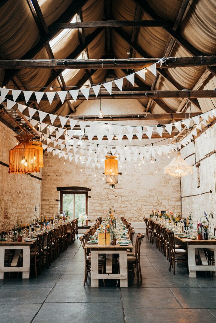 Barn Wedding Bunting Decorations Holly Collings Photography