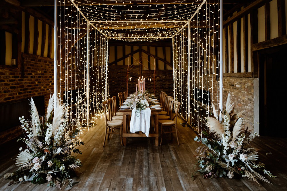 Barn Wedding Decor Fairy Light Tunnel Sharron Gibson