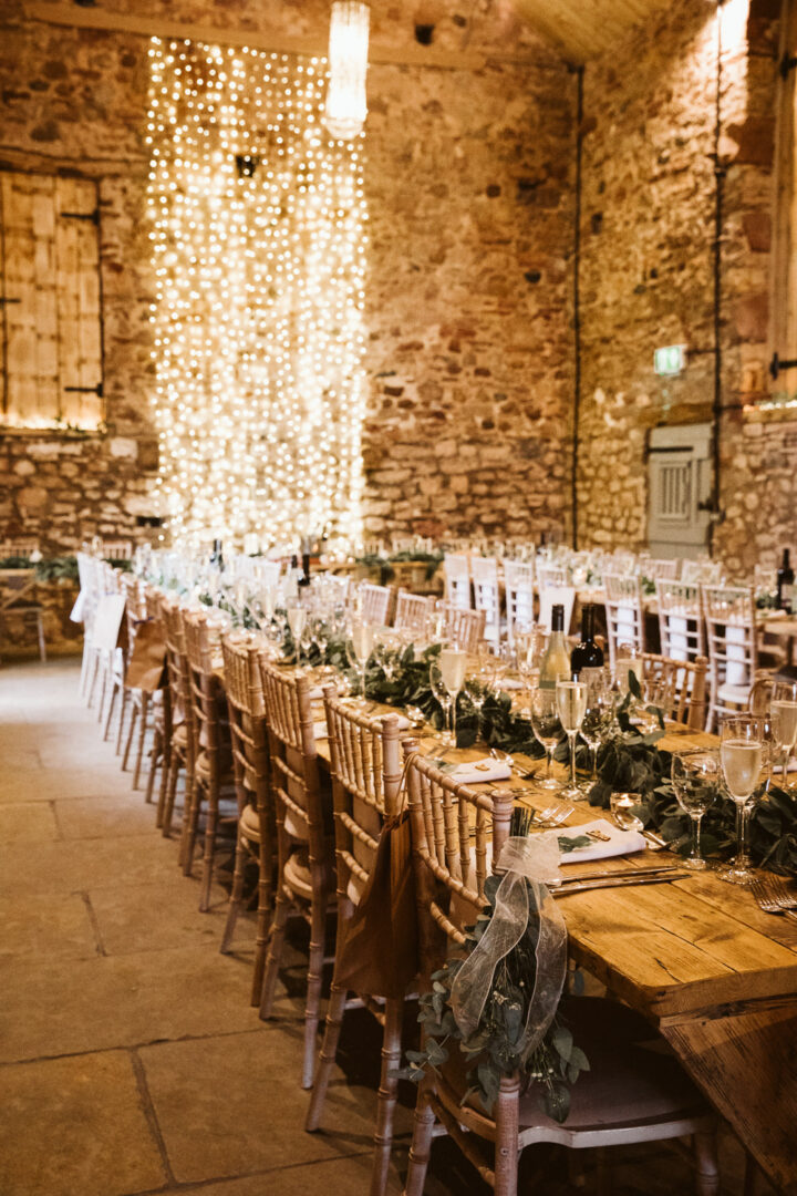 Barn Wedding Decor Fairy Light Wall Margarita Hope Photography