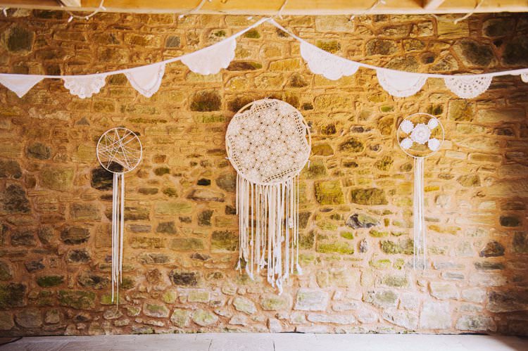 Dream Catchers Bunting Bohemian Creative Summer Barn Wedding http://www.pocketsquarephotography.com/