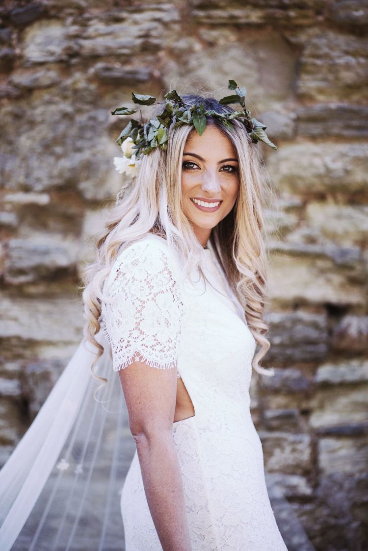 Bride Bridal Hair Make Up Flower Crown Bohemian Creative Summer Barn Wedding http://www.pocketsquarephotography.com/