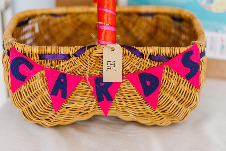 Cards Basket Bunting Ribbon Multicoloured Hand Made Fun Outdoor Wedding https://www.sharrongibson.co.uk/