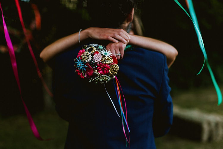 Vintage Button Brooch Bouquet Ribbon Multicoloured Hand Made Fun Outdoor Wedding https://www.sharrongibson.co.uk/