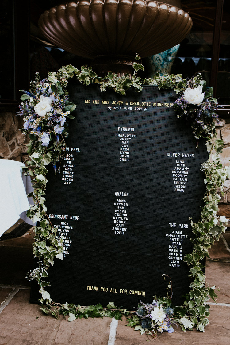 Peg Board Seating Plan Table Chart Flowers Greenery Garland Unique Personal Natural Wedding Style https://photo.shuttergoclick.com/
