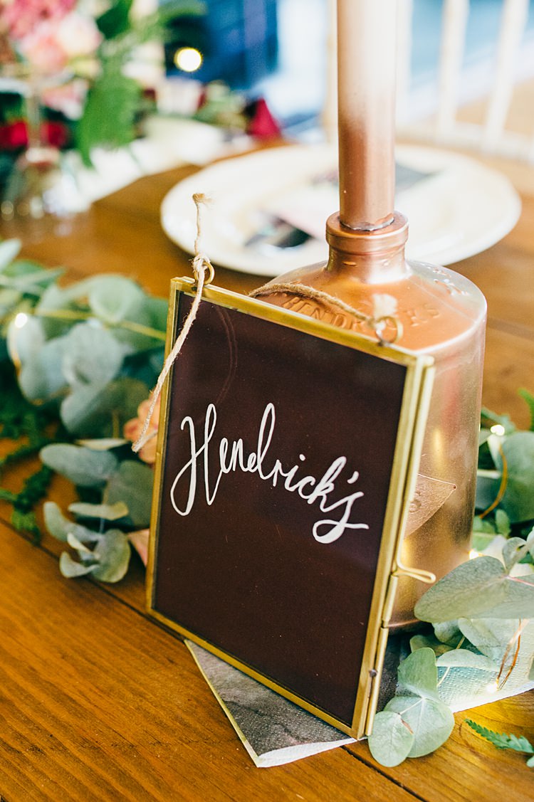 Gin Table Name Black Chalk Boards Whimsical Stylish Burgundy Rose Gold Tent Wedding https://www.jakemorley.co.uk/