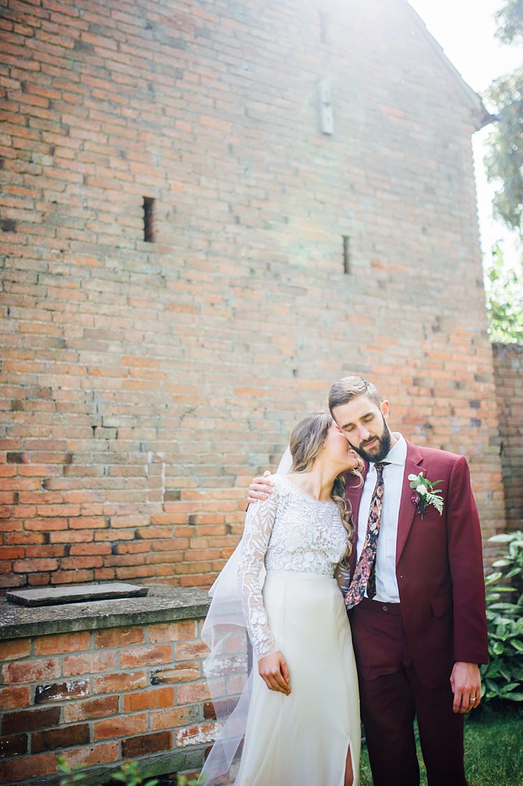 Hermione de Paula Dress Gown Bride Bridal Embroidered Sleeves Veil Whimsical Stylish Burgundy Rose Gold Tent Wedding https://www.jakemorley.co.uk/