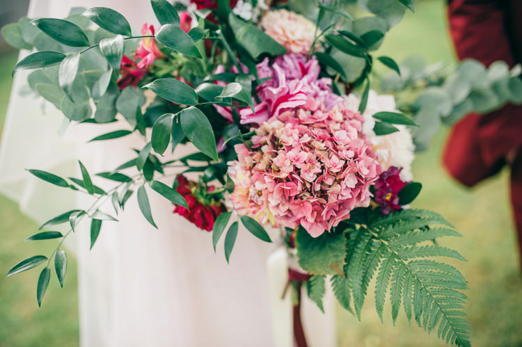Pink Hydrangea Bouquet Flowers Bride Bridal Whimsical Stylish Burgundy Rose Gold Tent Wedding https://www.jakemorley.co.uk/