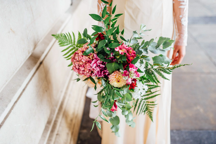 Bouquet Ferns Flowers Hydrangea Pink Bride Bridal Whimsical Stylish Burgundy Rose Gold Tent Wedding https://www.jakemorley.co.uk/