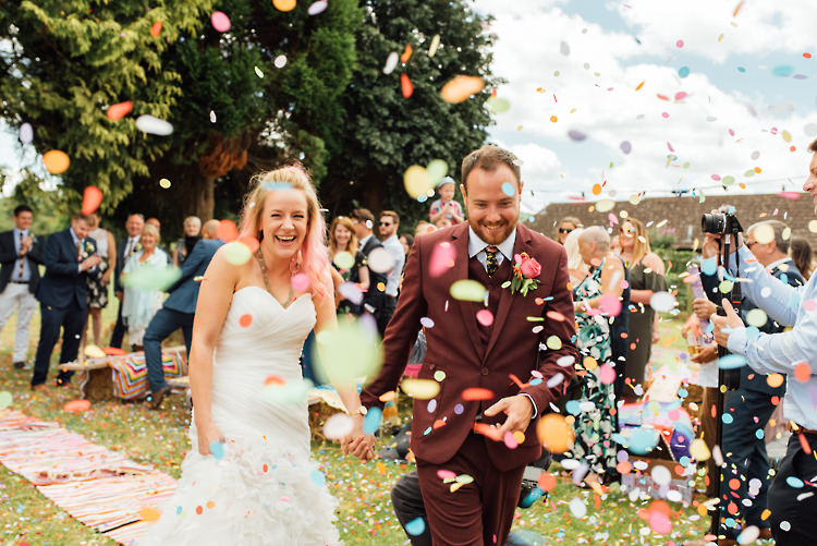 Confetti Throw Alternative Colourful Outdoor Humanist Village Hall Wedding http://www.chebirchhayesphotography.com/