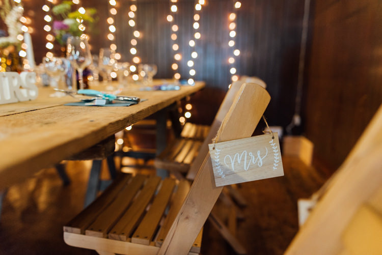 Wooden Mrs Sign Chair Alternative Colourful Outdoor Humanist Village Hall Wedding http://www.chebirchhayesphotography.com/