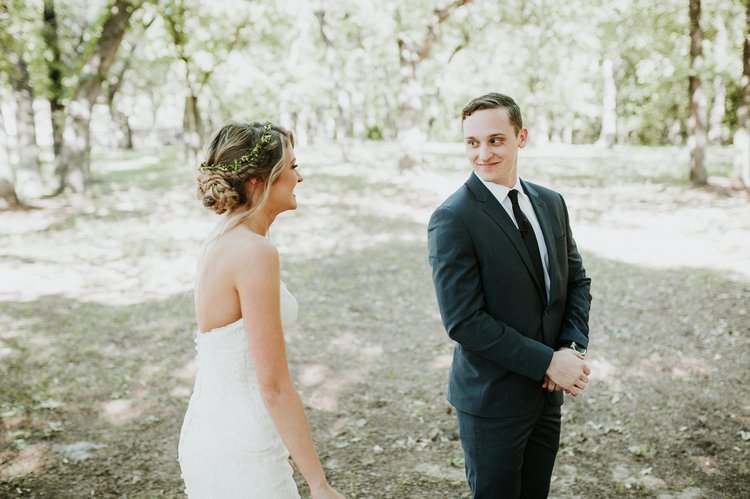 Outdoor Rustic Boho Forest First Look Bride Groom Morning | Organic Earthy Fun Wedding Oklahoma http://zaynewilliams.com/