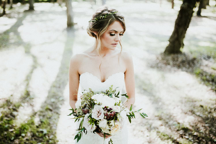 Outdoor Rustic Boho Forest Natural Sweetheart Bride Updo Romantic White Bouquet | Organic Earthy Fun Wedding Oklahoma http://zaynewilliams.com/
