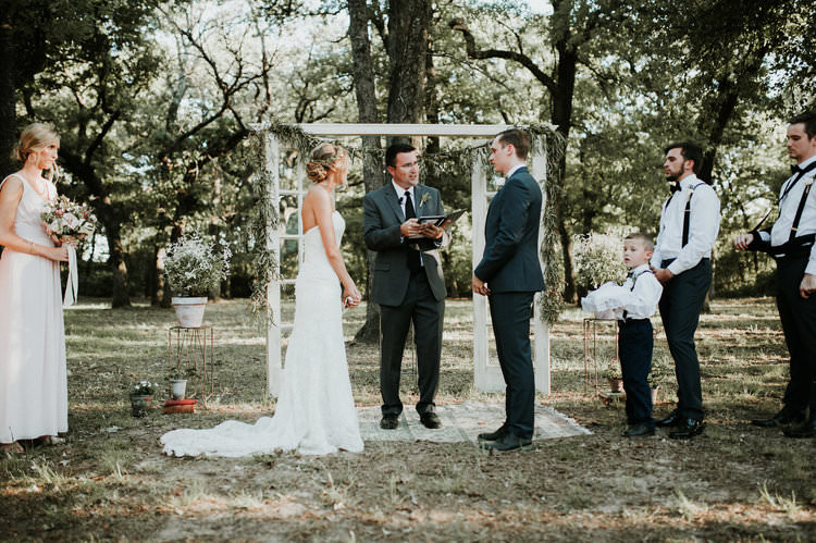 Outdoor Rustic Boho Forest Ceremony Backdrop Rug Vintage Door Window | Organic Earthy Fun Wedding Oklahoma http://zaynewilliams.com/