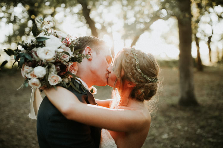 Outdoor Rustic Boho Forest Natural Sweetheart Updo Bride Kiss Sunlight Blush Bouquet | Organic Earthy Fun Wedding Oklahoma http://zaynewilliams.com/