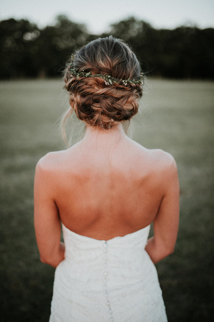 Outdoor Rustic Boho Forest Field Natural Bride Updo Foliage Flower Crown | Organic Earthy Fun Wedding Oklahoma http://zaynewilliams.com/