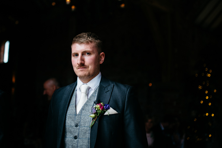 Navy Suit Grey Waistcoat Groom Red Rustic Spring Barn Wedding http://www.jennymacare.com/