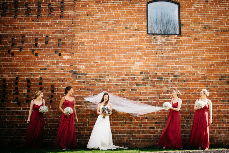 Long Bridesmaid Dresses Red Rustic Spring Barn Wedding http://www.jennymacare.com/