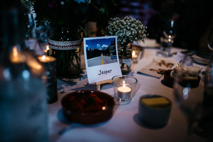 Polariod Table Name Red Rustic Spring Barn Wedding http://www.jennymacare.com/