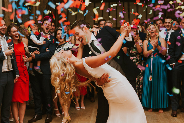 Confetti Cannon Bomb First Dance Rustic Greenery Dove Grey Country Barn Wedding http://jonnymp.com/