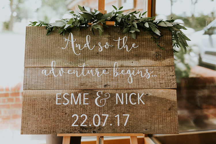 Wooden Sign Calligraphy Lettering Welcome Rustic Greenery Dove Grey Country Barn Wedding http://jonnymp.com/