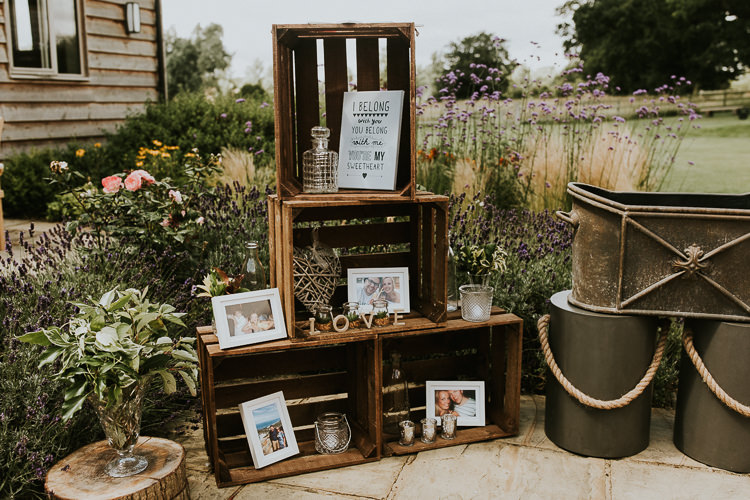Crates Wooden Decor Rustic Greenery Dove Grey Country Barn Wedding http://jonnymp.com/