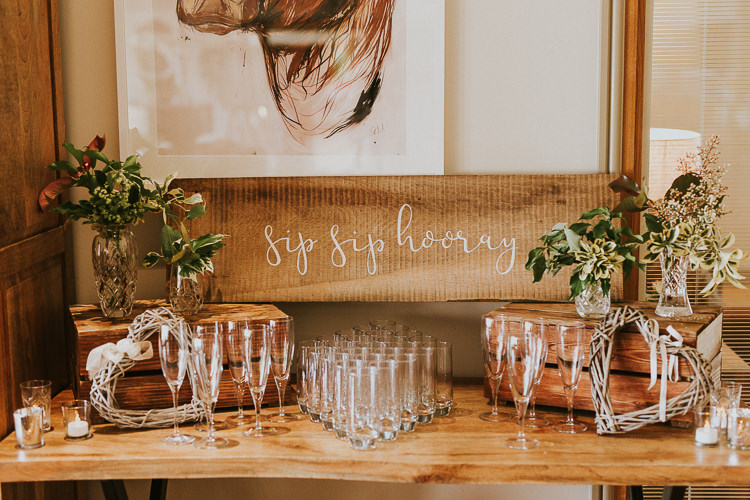 Sip Sip Hooray Drink Bar Rustic Greenery Dove Grey Country Barn Wedding http://jonnymp.com/