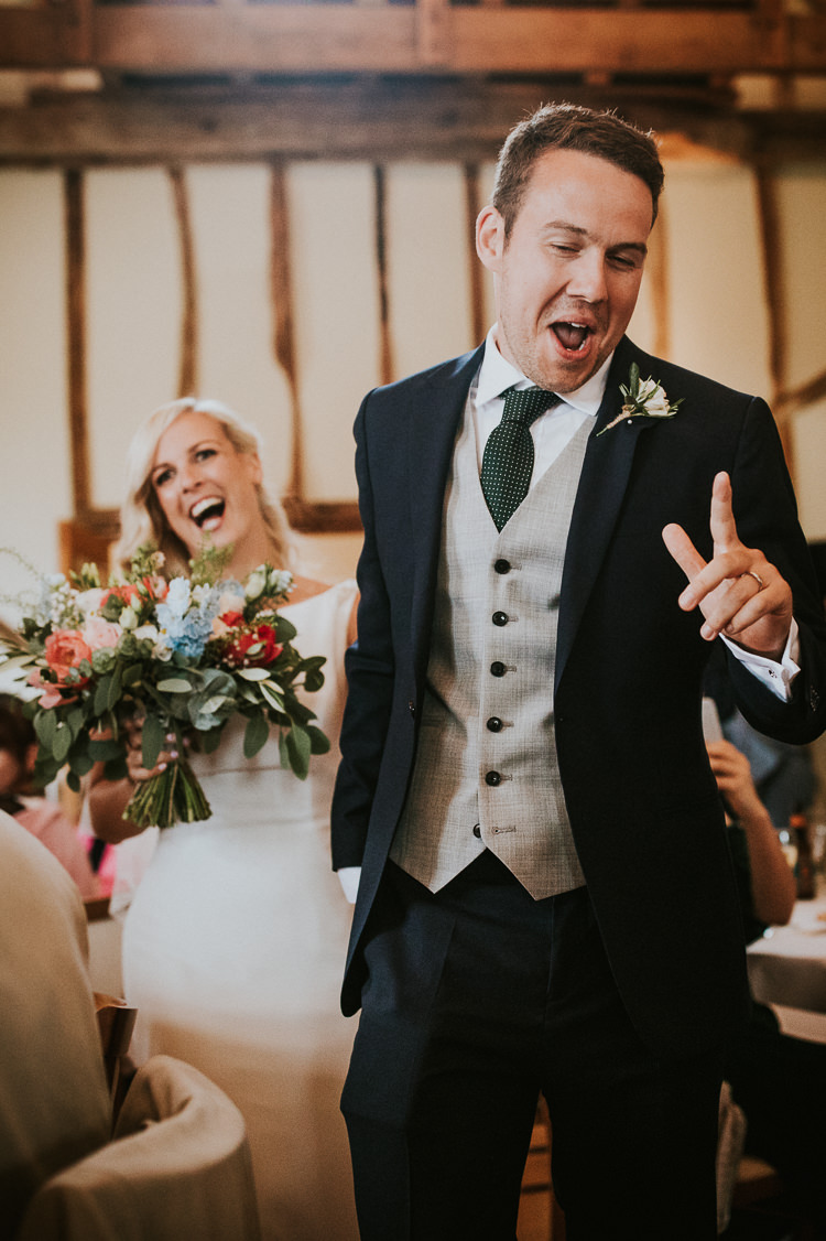 Groom Navy Blue Suit Grey Waistcoat Tie Rustic Greenery Dove Grey Country Barn Wedding http://jonnymp.com/