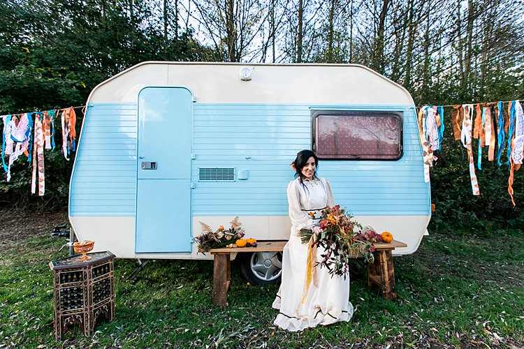 Vintage Caravan 1970s Gypsy Bohemian Autumn Woodland Wedding Ideas http://carolineopacicphotography.com/