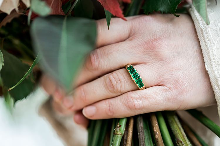 Emerald Ring Engagement Band 1970s Gypsy Bohemian Autumn Woodland Wedding Ideas http://carolineopacicphotography.com/