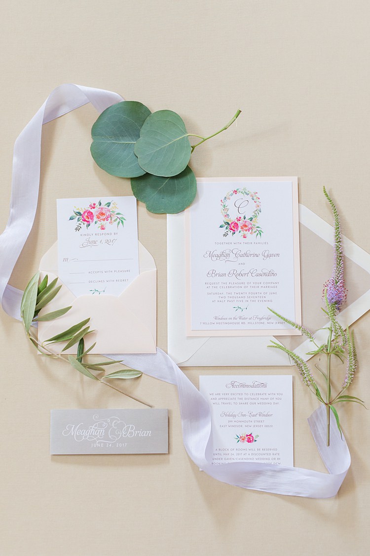 Stationery Floral Invites Bright Coral Garden Wedding New Jersey http://somethingbluenj.com/