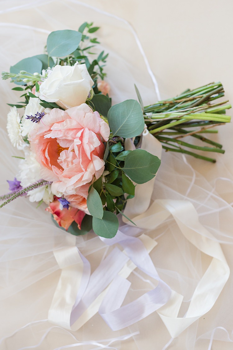 Bouquet Pastel Bright Coral Garden Wedding New Jersey http://somethingbluenj.com/