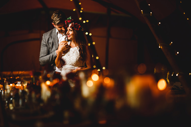 Fairy Lights Candles Decor Cosy Autumn Woodland Tipi Wedding Ideas http://hbaphotography.com/