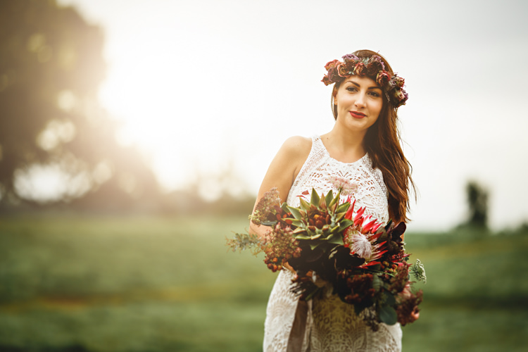 Crochet Lace Bohemian Dress Bride Bridal Dress Gown Flowers Crown Bouquet Red Style Cosy Autumn Woodland Tipi Wedding Ideas http://hbaphotography.com/