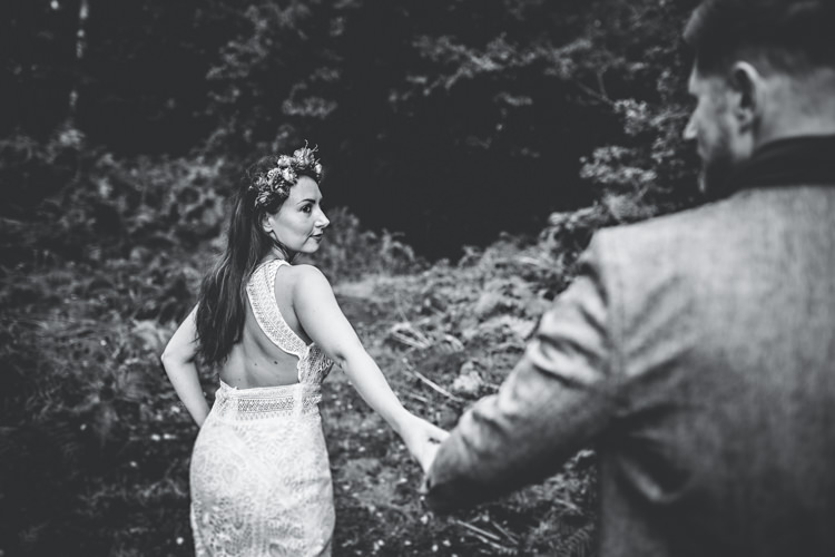 Crochet Lace Bohemian Dress Bride Bridal Dress Gown Flowers Crown Bouquet Red Cosy Autumn Woodland Tipi Wedding Ideas http://hbaphotography.com/