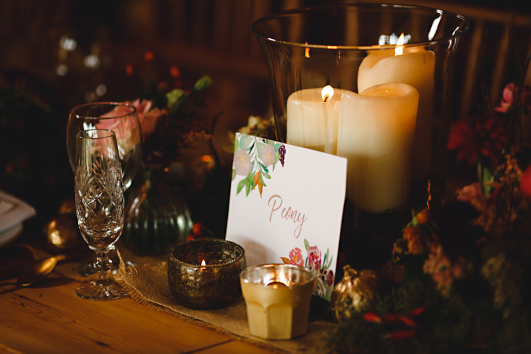 Tables Flowers Candles Stationery Rustic Cosy Autumn Woodland Tipi Wedding Ideas http://hbaphotography.com/